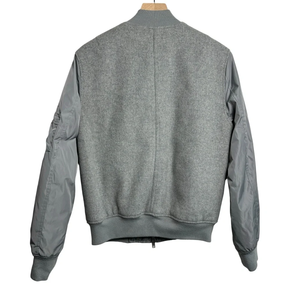 Topman Men’s Wool with Polyester Sleeves Bomber Jacket‎ Size Small Gray